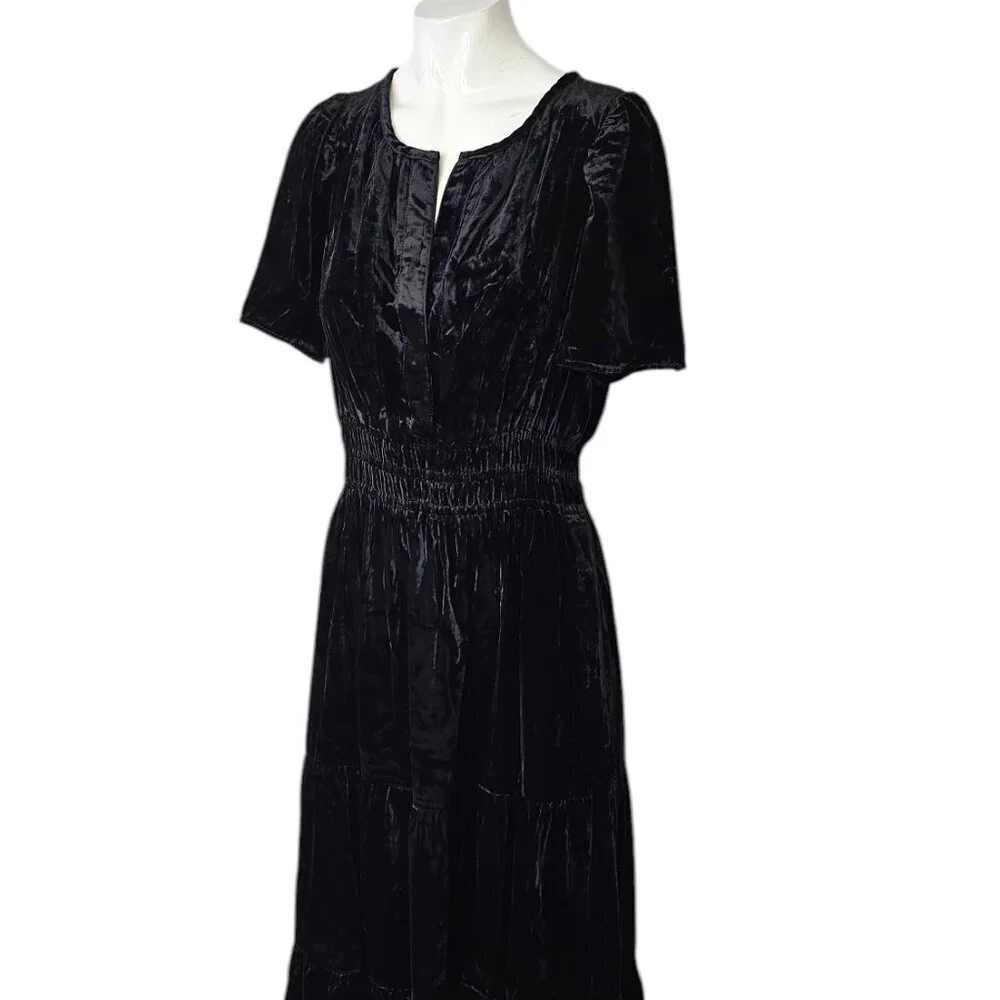 Anthropologie The Somerset Maxi Dress, Velvet Edition, Black, V-Neck, Size Small - Picture 4 of 7